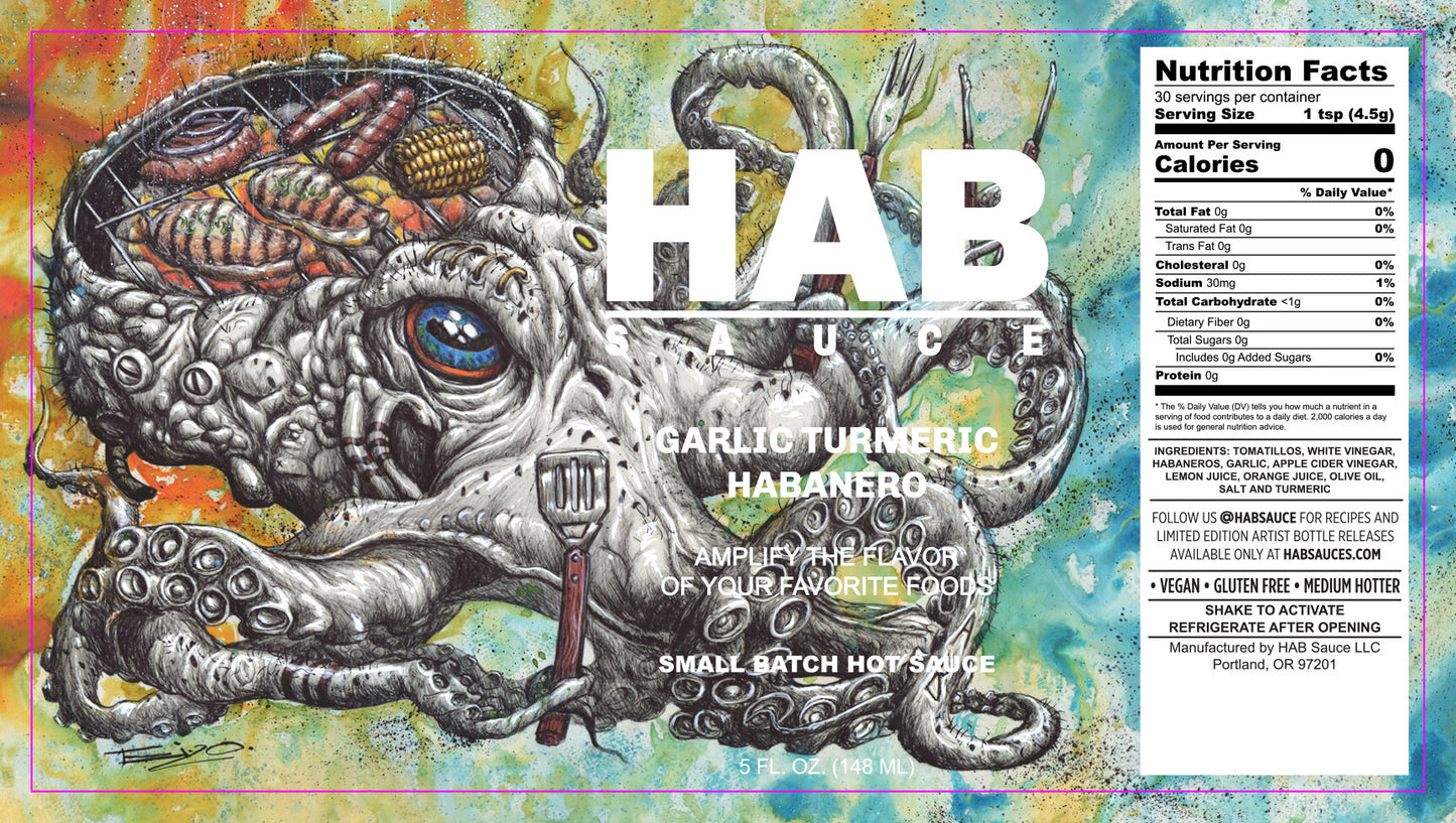 Garlic Turmeric Habanero Label by Tai Taeoalii