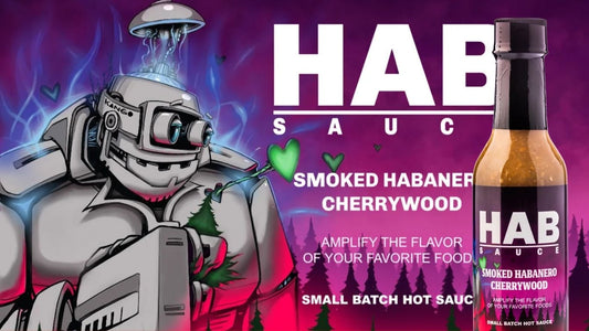 HAB Sauce Smoked Habanero Cherrywood label art by KANGO